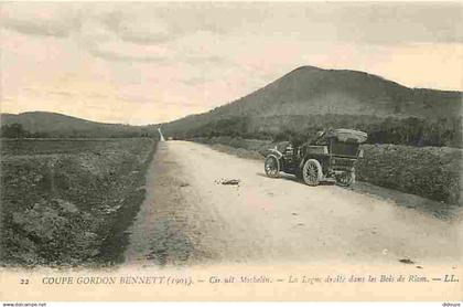 63 - Riom - Coupe Gordon Bennett - Circuit Michelin - La Ligne droite dans les Bois de Riom - Animée - Automobiles - CPA