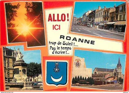 42 - Roanne - Multivues - Blasons - Flamme Postale de Roanne - CPM - Voir Scans Recto-Verso