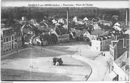 Carte Postale Ancienne de ROMILLY SUR SEINE-Panorama-place de l'union