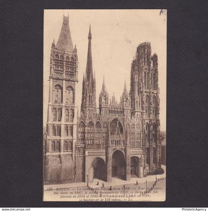 FRANCE, Postcard, Rouen, Rouen Cathedral, send to Denmark