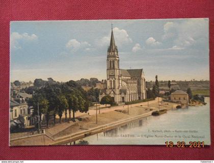 CPA - Sablé-sur-Sarthe - L'Eglise Notre-Dame et le Quai National