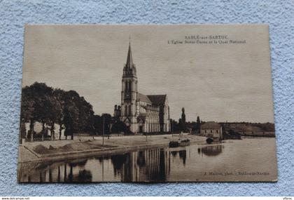 F136, Sablé sur Sarthe, l'église Notre Dame et le quai National, Sarthe 72