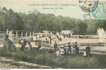 92 - Saint Cloud - Parc de Saint Cloud - Les grandes eaux - Animée - Colorisée - CPA - Oblitération ronde de 1906 - Voir