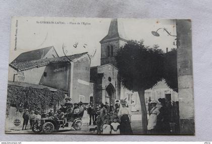 Cpa 1920, Saint Germain Laval, place de l'église, Loire 42