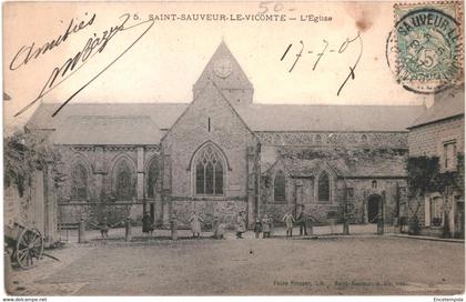 CPA Carte Postale  France Saint-Sauveur-le-Vicomte L'église 1907  VM56428