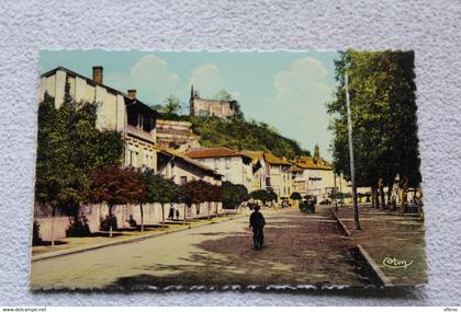 Cpsm, Salies du Salat, boulevard du Gravier, clocher de l'église au fond, haute Garonne 31