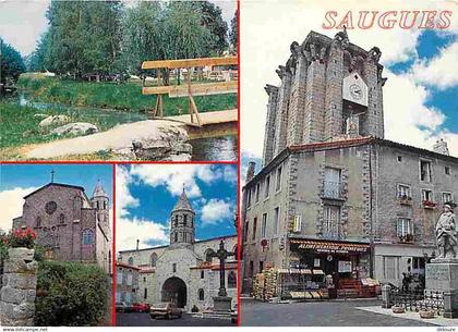 43 - Saugues - Multivues - Commerces - Monument aux Morts - Automobiles - Eglise - Flamme Postale - CPM - Voir Scans Rec