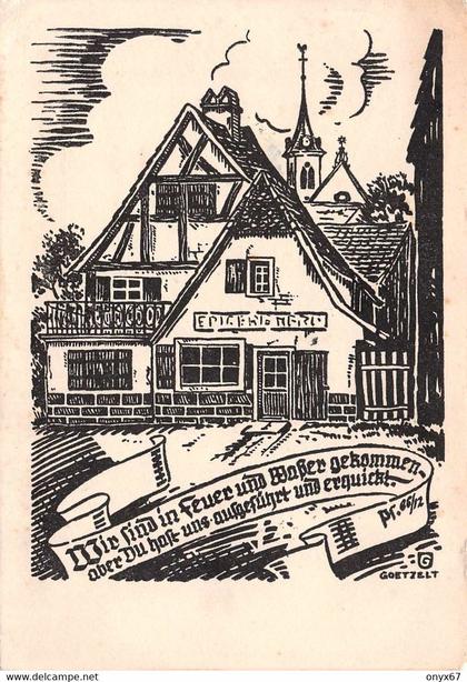 SCHILTIGHEIM-67-Bas-Rhin-carte dessinée-dessin-Illustrateur Goetzelt-Vieux Schiltigheim-GRAND FORMAT-10 X 15