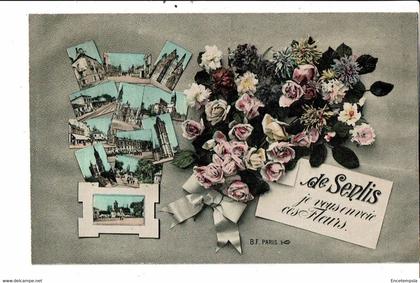 CPA Carte Postale France-Senlis- De Senlis je vous envoie des fleurs VM24829p