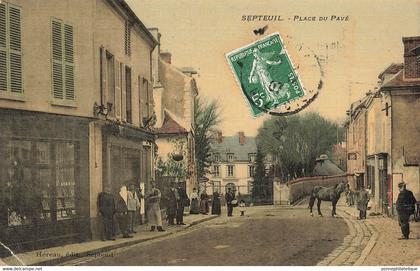 78 - YVELINES - SEPTEUIL - place du pavé - toilée colorisée - pliure coin inféreiur gauche  - 10949