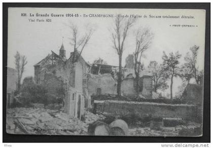 51 Souain-Perthes-lès-Hurlus eglise ruine    D51D  K51559K  C51553C RH041692