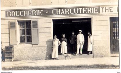 STENAY ? CARTE PHOTO BOUCHERIE CHARCUTERIE RARE