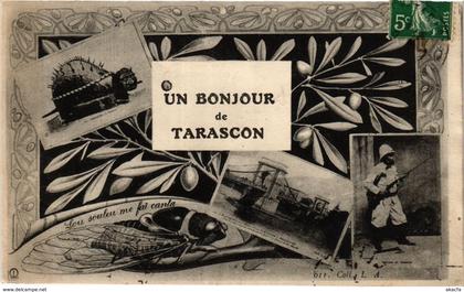 CPA TARASCON Un Bonjour de TARASCON (339844)