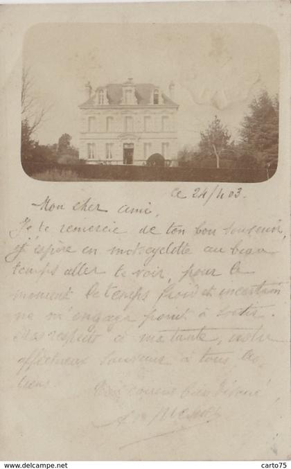 Thouars 79 - Carte-photo Maison Bourgeoise Demeure Thouars ou environs - 1903 Oblitérations Cinq-Mars-la-Pile