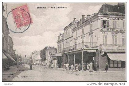 TONNEINS RUE GAMBETTA (ANIMATION) 1907 (MAGASIN  G ANDURAN VETEMENTS SUR MESURES TOILES CONFECTIONS DRAPERIES)