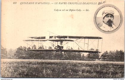 14 TROUVILLE - quinzaine d'aviation - Cody sur biplan Cody