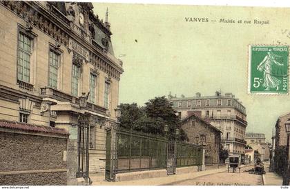 VANVES MAIRIE ET RUE RASPAIL (CARTE TOILE ET COLORISEE)