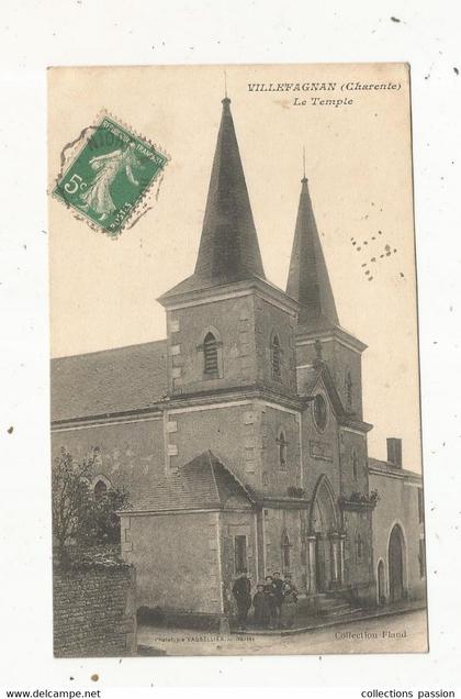 cp , 16 , VILLEFAGNAN ,Charente, LE TEMPLE ,  voyagée