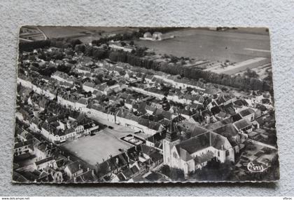 Cpsm 1958, Villeneuve l'Archevêque, vue générale aérienne, Yonne 89