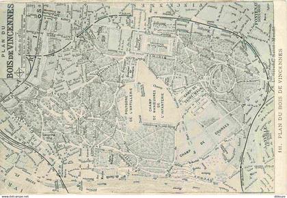 94 - Vincennes - Plan du Bois de Vincennes - Carte Géographique - CPA - Voir Scans Recto-Verso