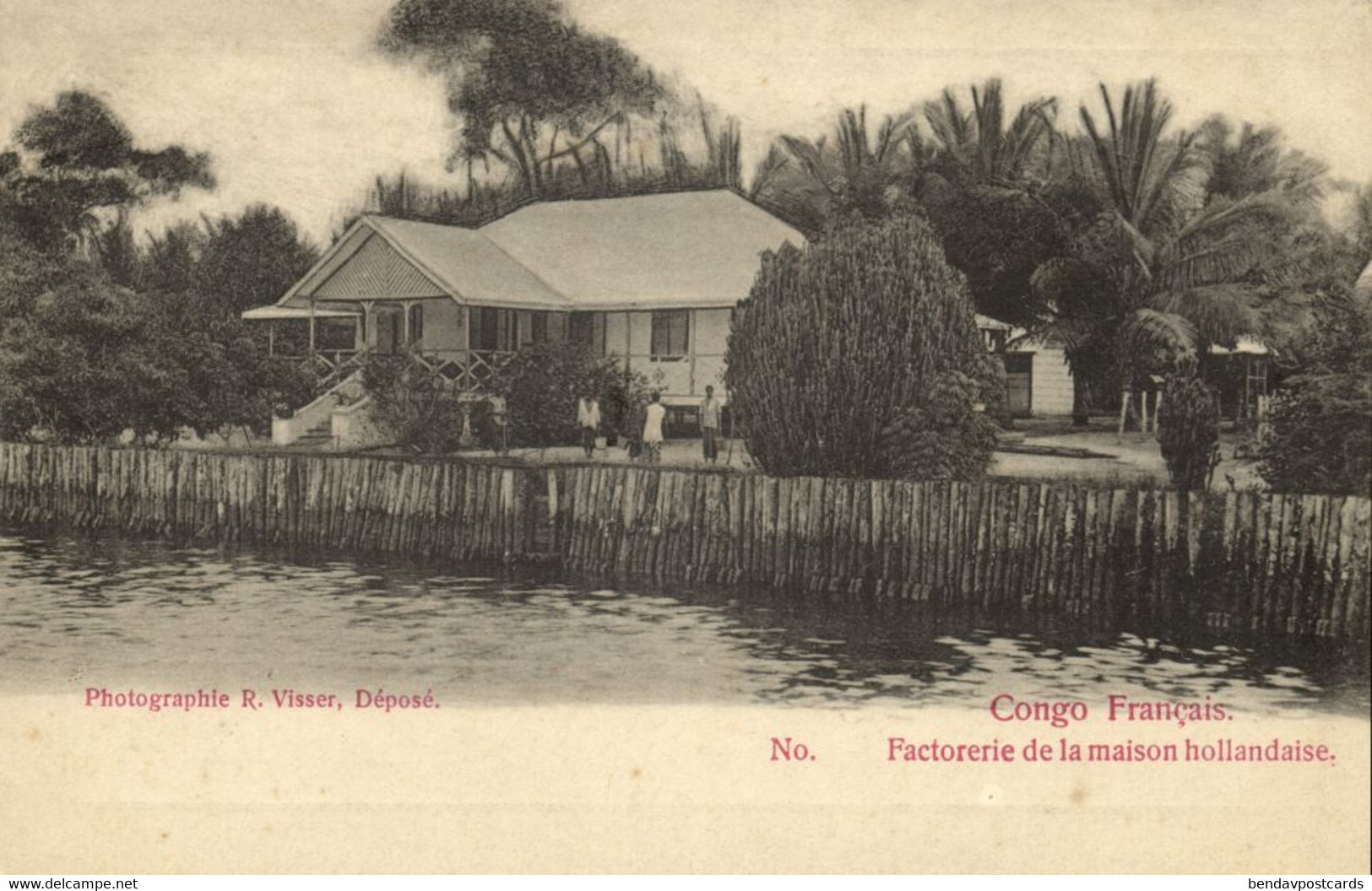 french congo, Factorerie de la Maison Hollandaise (1900s) Postcard