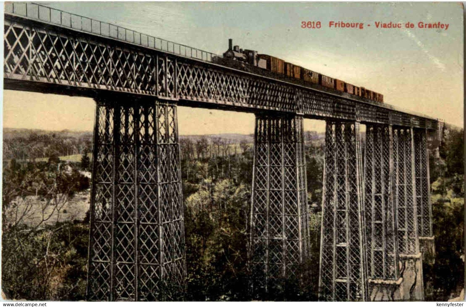 Fribourg - Pont Grand Fey mit Eisenbahn