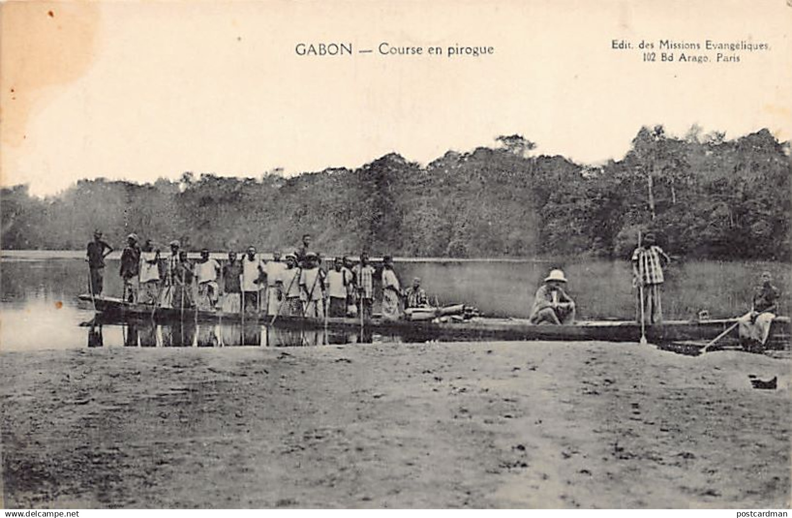 Gabon - Course en pirogue - Ed. Missions Evangéliques