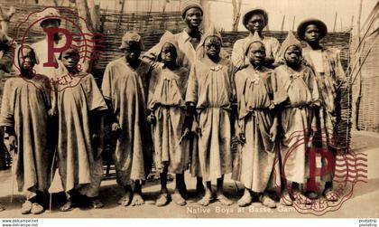 AFRICA. GAMBIA. NATIVE BOYS AT BASSE, GAMBIA RIVER. RPPC.