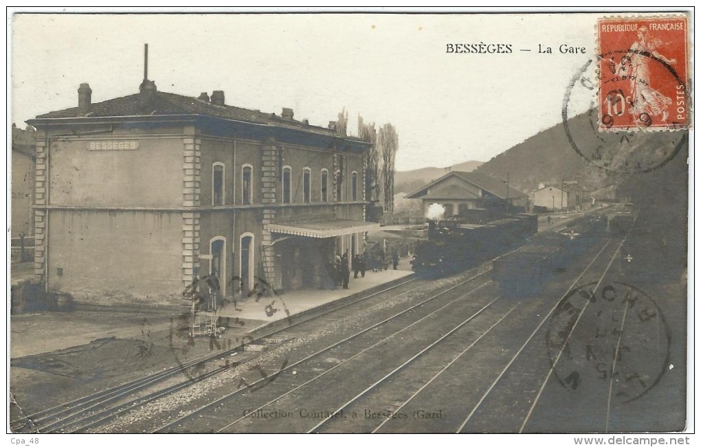 Gard : Bessèges, La Gare, Loco Rentrant en Gare, Belle Carte, Tirage  Albuminée