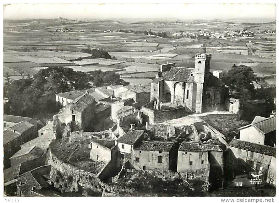 -gd format - herault -ref L559- en avion au dessus de saint pons de mauchiens - st pons de mauchiens - carte bon etat  -