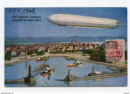 aviation.graf zeppelin lenkbares luftschiff in voller fahrt. Zeppelin dirigeable. ( oblitération postale SELLIN.1900 )