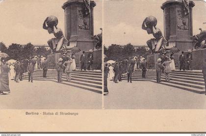 GERMANY - Berlin, Berlino, Statua di Strasburgo, Stereoview Postkarte