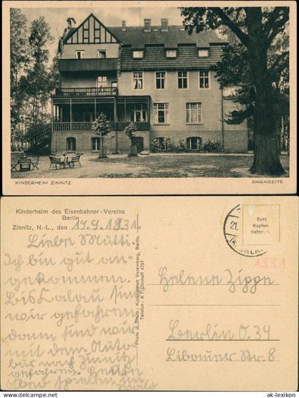 Ansichtskarte Zinnitz (Niederlausitz)-Calau Kalawa Kinderheim 1931