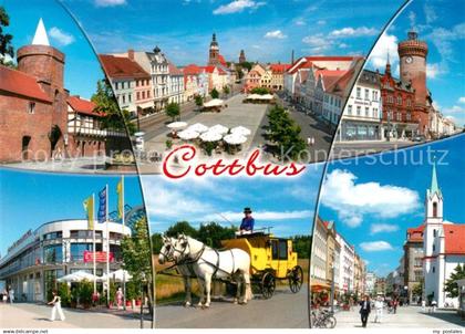 73225625 Cottbus Schloss Marktplatz Rathaus Postkutsche Fussgaengerzone Cottbus