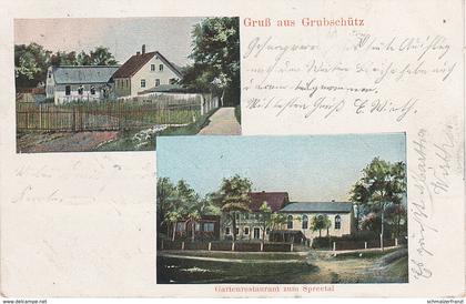 Litho AK Grubschütz Gasthof Spreetal a Doberschau Gaussig Preuschwitz Techritz Gnaschwitz Schlungwitz Obergurig Bautzen