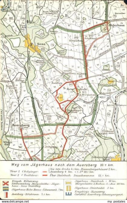 72130692 Auersberg Wildenthal Weg vom Jaegerhaus nach Auersberg Gebietskarte Aue