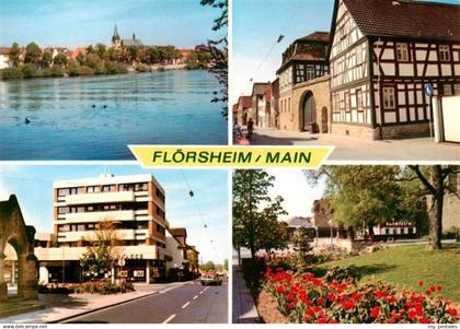 Floersheim Main Fachwerkhaeuser Mainpartie Strasse Park