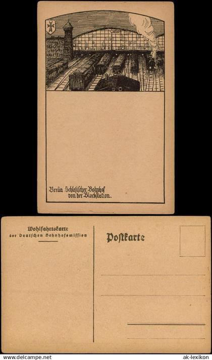 Ansichtskarte Friedrichshain-Berlin Schlesischer Bahnhof - Blockstation 1918