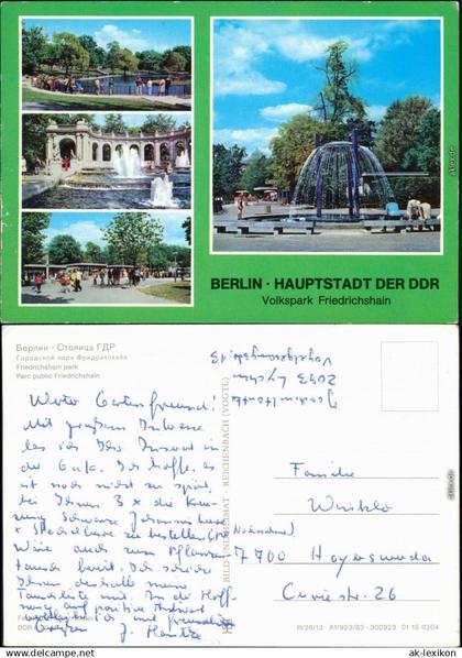 Ansichtskarte Friedrichshain Berlin Volkspark g1983