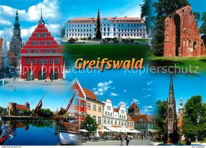 73201785 Greifswald Rathaus Marktplatz Klosterruine Eldena Klappbruecke Greifswa