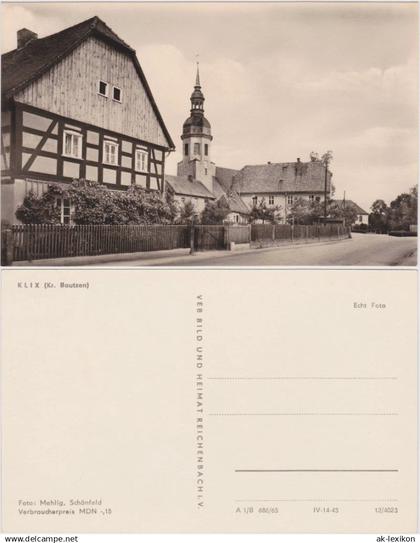 Ansichtskarte Klix-Großdubrau Wulka Dubrawa Dorfstraße und Kirche 1965