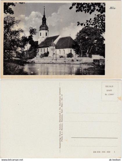 Ansichtskarte Klix-Großdubrau Wulka Dubrawa Kirche und Teich 1962