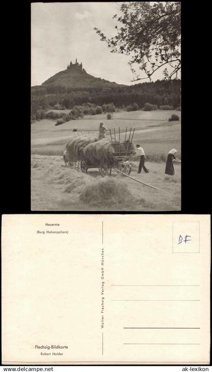 Ansichtskarte Hechingen Heuernte Burg Hohenzollern 1959