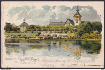 "Berlin-Hohenschönhausen", Gruß vom Orankesee, Farb-Litho, 1906 gelaufen