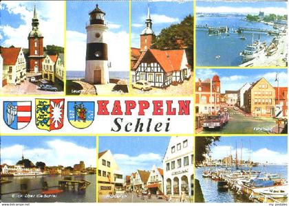 70105307 Kappeln Schlei Kappeln Schlei Hafen Bruecke Kirche Turm x 1970