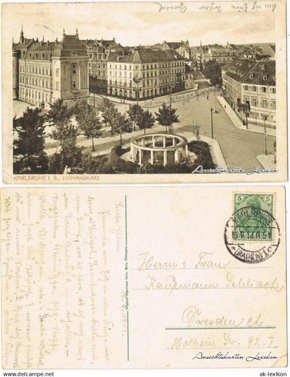 Ansichtskarte Karlsruhe Stephansplatz 1913