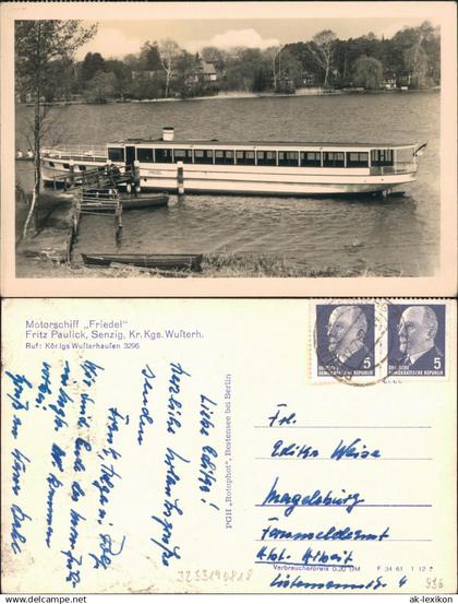 Ansichtskarte Königs Wusterhausen Motorschiff "Friedel" 1962