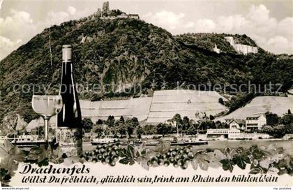 42762572 Drachenfels Rheinpartie mit Ruine Drachenfels