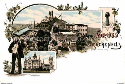 42806855 Drachenfels Drachenburg Restaurant Litho Drachenfels