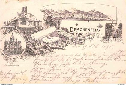 42815988 Drachenfels Hotel Bergbahn Litho Drachenfels